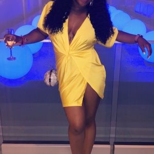 Yellow wrap dress